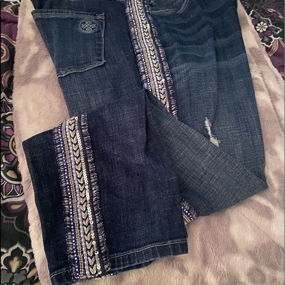 Laurie Felt embellished distressed jeans. Size 14